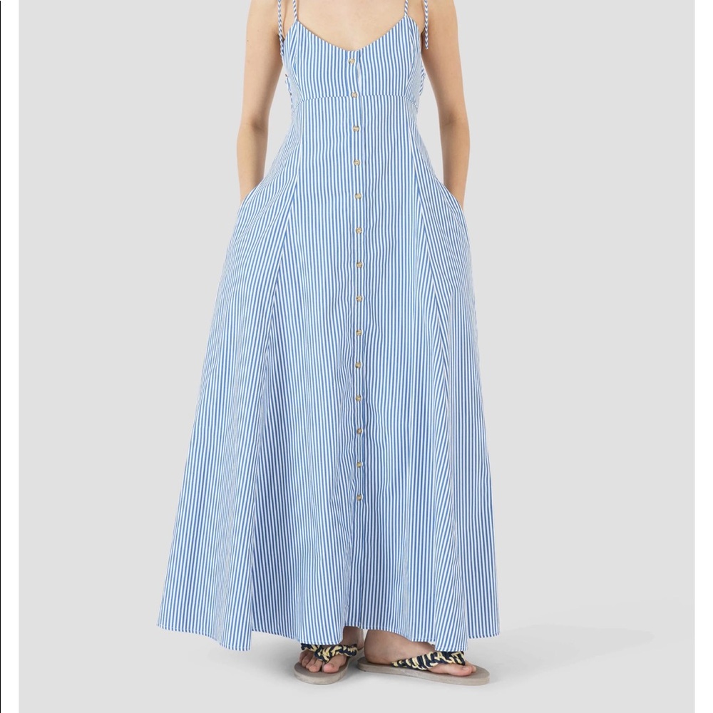 Rosie Assoulin The High Garden Maxi Dress in Cotton Poplin Stripe